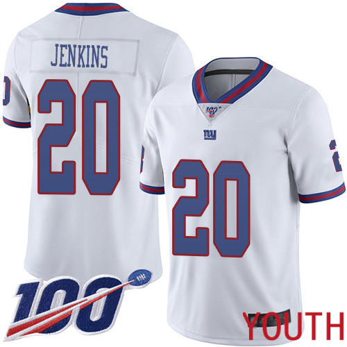 Youth New York Giants 20 Janoris Jenkins Limited White Rush Vapor Untouchable 100th Season Football NFL Jersey